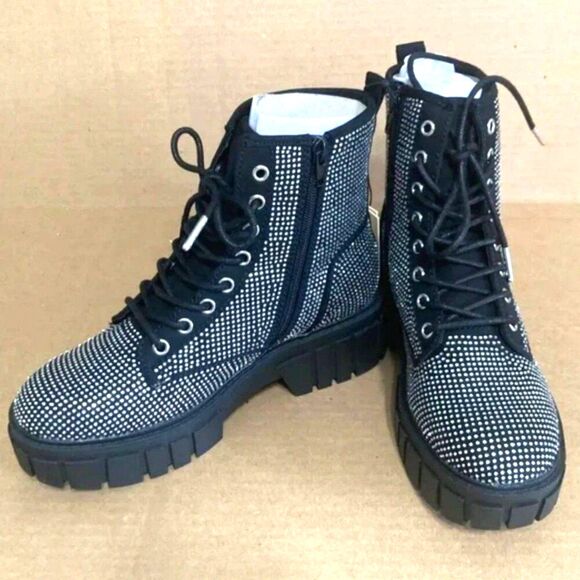 Combat Boots . Size: 6 . Chunky Lug with Rhinestone . Madden NYC - Picture 1 of 8